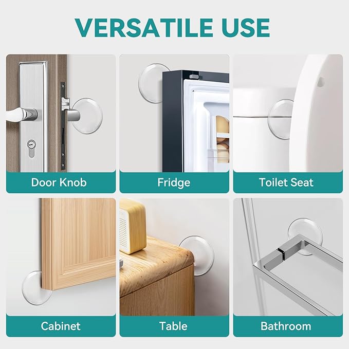 Door Stoppers for Wall, Etybetopstar 16Pack 2" Rubber Door Knob Wall Protectors, Strong Self-Adhesive Door Bumpers for Wall, Quiet & Shock-Absorbing Door Handle Stopper, Clear
