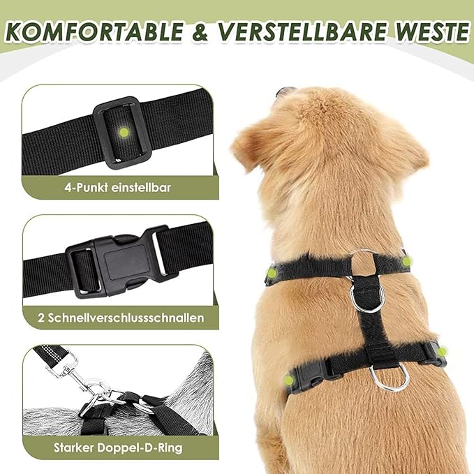 Lukovee Dog Seat Belt for Car, Adjustable Dog Car Harness for Large Medium Small Dogs, Soft Padded & Breathable Mesh Dog Seatbelt with Car Vehicle Connector Strap (Blue,XXX-Small)
