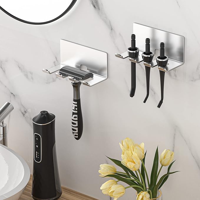 Electric Toothbrush Head Holder, Toothbrush Holders Wall Mounted, Electric Toothbrushs Holder, Bathroom Shower Tooth Brushing Holder, Tooth Brush Head Holder Organiser (Silver, Small)
