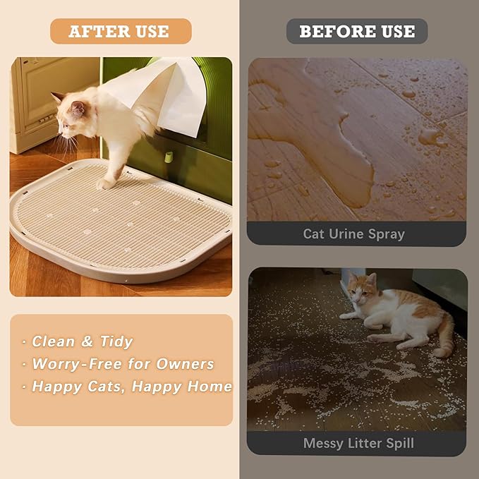 Cat Litter Mat Litter Trapping Mat,19.29"×14.96",Cat Litter Box Mat for Floor,Large Litter Matt for Cat Litter Box,Kitty Litter Mat Catcher,Waterproof Urine Proof,Washable,Easy Clean,Less Waste (Grey)