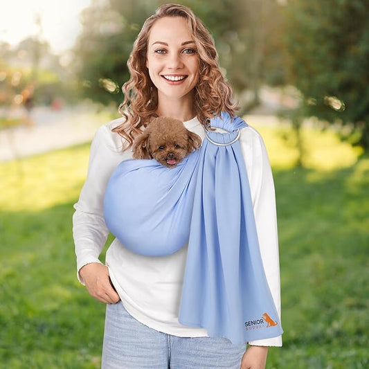 Dog Sling Carrier for Small Dogs,Carrying Wrap Anti-Anxiety Cat Sling,Adjustable Pet Sling (Light Blue)
