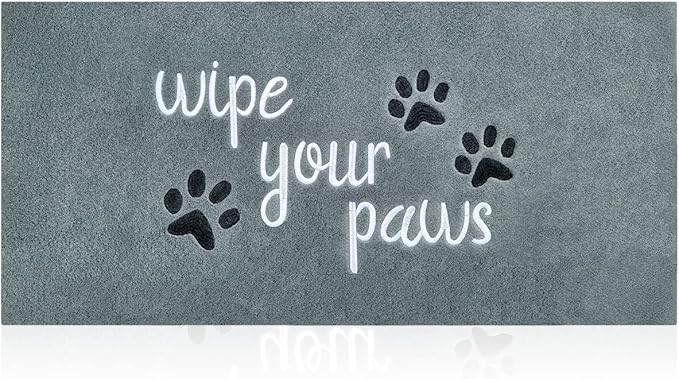 Large Welcome Mat for Front Door Home Entrance Funny Doormat Wipe Your Paws Mat Outside Door Mats for Indoor Outdoor with Non Slip Rubber, 18X47''Light Grey