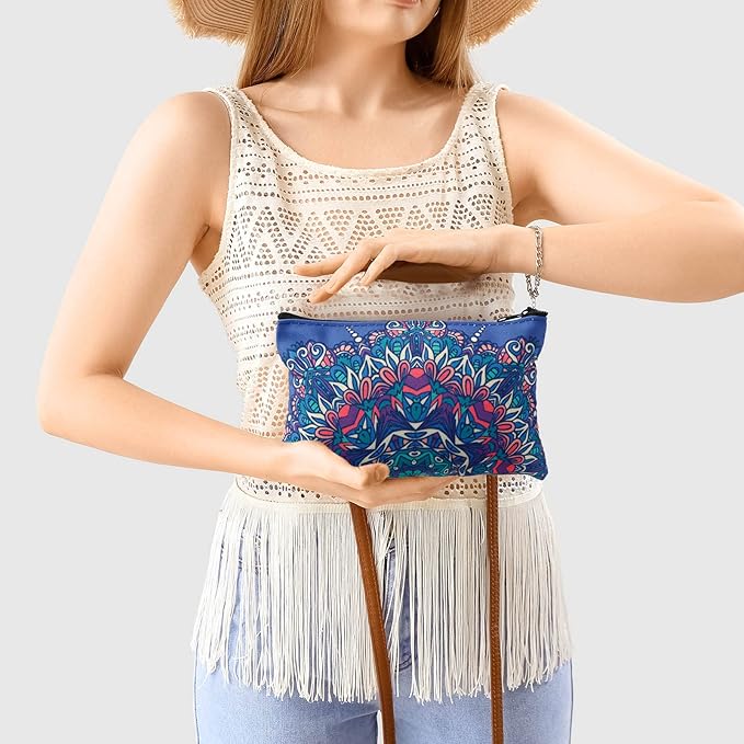 Reginary 20 Pcs Mandala Cosmetic Bag Bulk for Women Mandala Makeup Bag Gifts Roomy Makeup Bags with Zipper Toiletry Bags Pouch Travel Accessory Organizer Christmas Small Gifts, 7 x 4.3 Inches