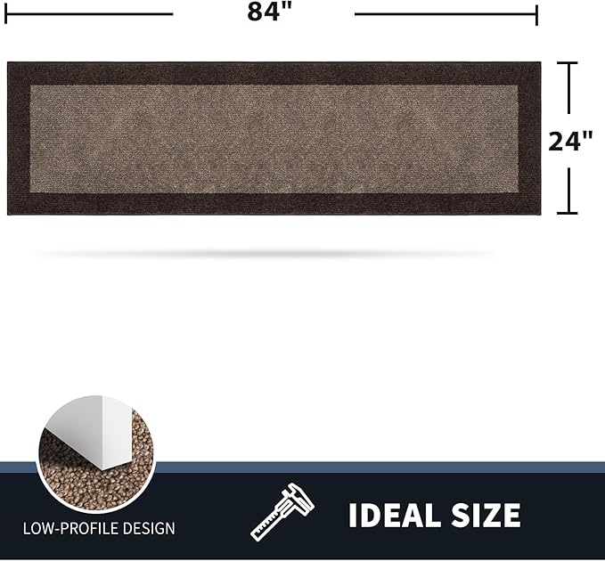 PURRUGS Dirt Trapping Door Mat 24" x 84", Non-Slip Machine Washable Entry Rug, Entrance Mat, Indoor Front Door Mat, Super Absorbent Entryway Rug for Muddy Shoes & Paws, Grayish Brown & Coffee