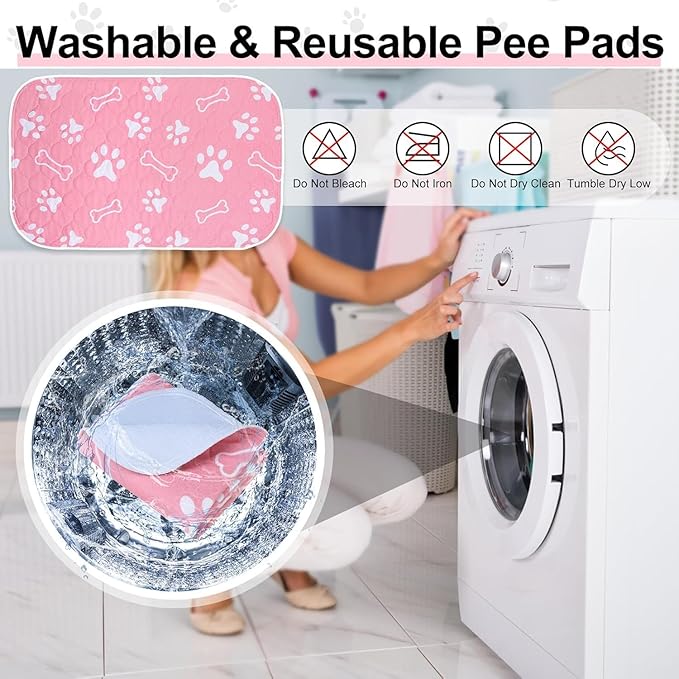 BEAUTYZOO 2 Pack Washable Pee Pads for Dogs, Reusable Puppy Pads for Potty Training, Waterproof Super Absorbent Whelping Pads Mats Non Slip Against Urine for Small Medium Dogs Cats, 48" x 48"