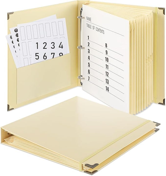 Marspark 3 Rings Important Document Organizer with Labels, Family Document Organizer Binder, Expanding File Folder for Important Papers, Letters, Birth Certificates, Photos, Passports(Yellow)
