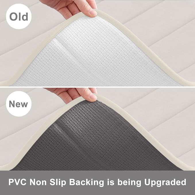 Buganda Memory Foam Bath Mat, 30" x 20", Ultra Soft and Non-Slip Bathroom Rugs, Water Absorbent and Machine Washable Bath Rug for Bathroom, Shower, and Tub, Cream