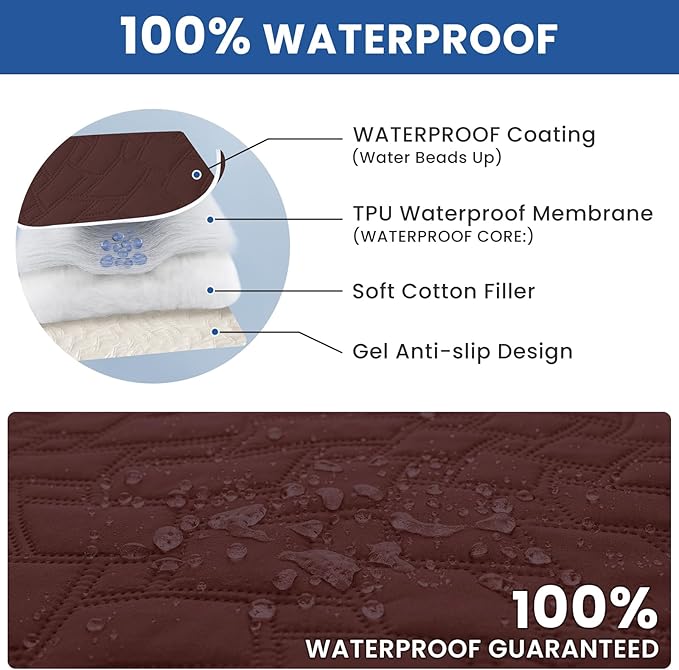 Waterproof Dog Blanket, Non-Slip Soft Pet Bed Cover, Couch Cover for Dogs Washable, Protects Sofa, Furniture, Crate, Car, Tear Resistant Leakproof Pet Blanket (68x82 Inch, Coffee)