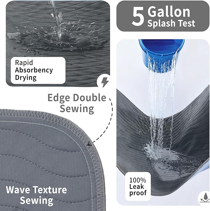Accompagner Waterproof Reusable for Adults and Pets Washable Pee Pads for Dogs Changing Pad Large Dog Bed Size Adults Incontinence Bed Pads - Non-Slip Leak-Proof (Dark Gray, 36"x36"(Pack of 4))