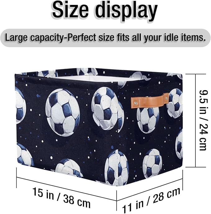 Cubes Storage Baskets,Soccer Sport Foldable Storage Box,Waterproof Open Shelf Organizer Bin for Kid Clothes Toy Empty Gift Baskets