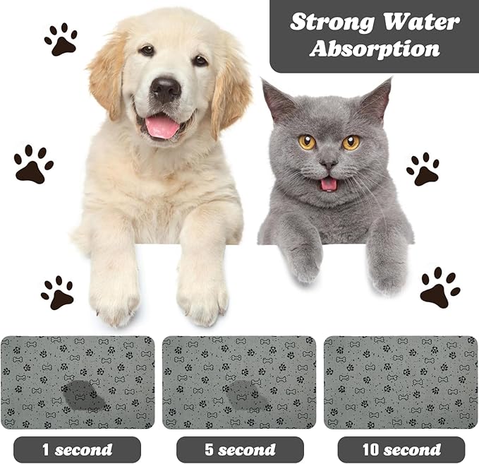 Dog Food Mats,Cat Absorbent Water Bowl Feeding Mats Pet Placemats for Food and Water Spot 12 * 20 inch