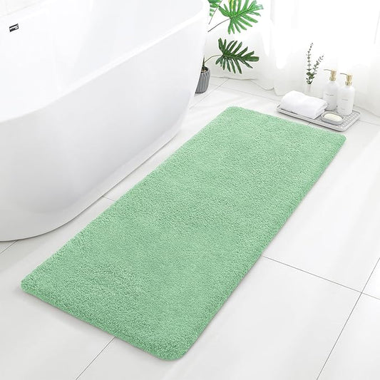 Light Green Bathroom Rugs Runner 24"x60" - Long Large Bath Mat, Soft Non Slip Absorbent Microfiber Bathroom Rug, Washable Plush Floor Mat - Perfect for Bedside, Kitchen or Vanity Area