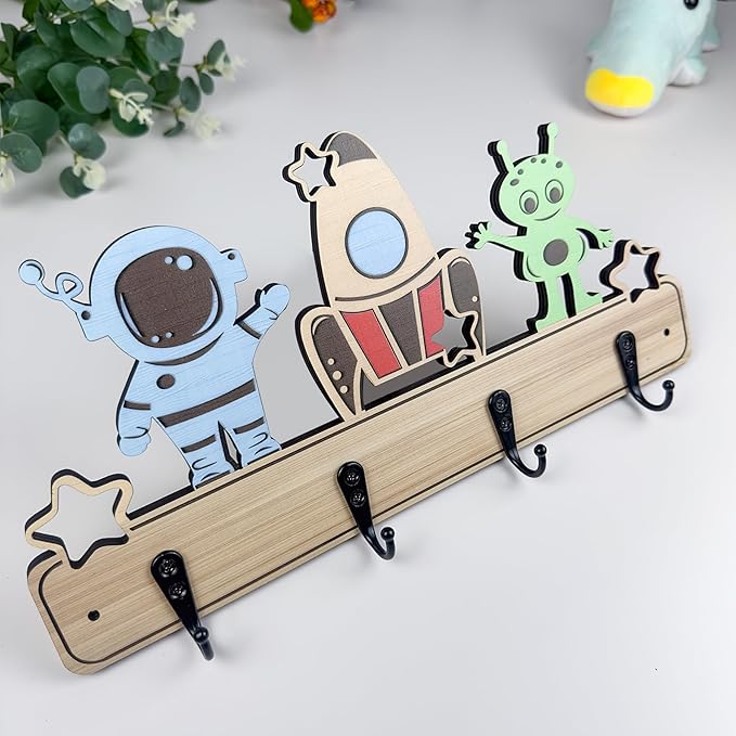 Midrean Dog Leash Holder for Wall Mount, Farmhouse Wooden Dog Claw Hooks, Paws Key Rack Accessories for Rustic Home Decor (Space)