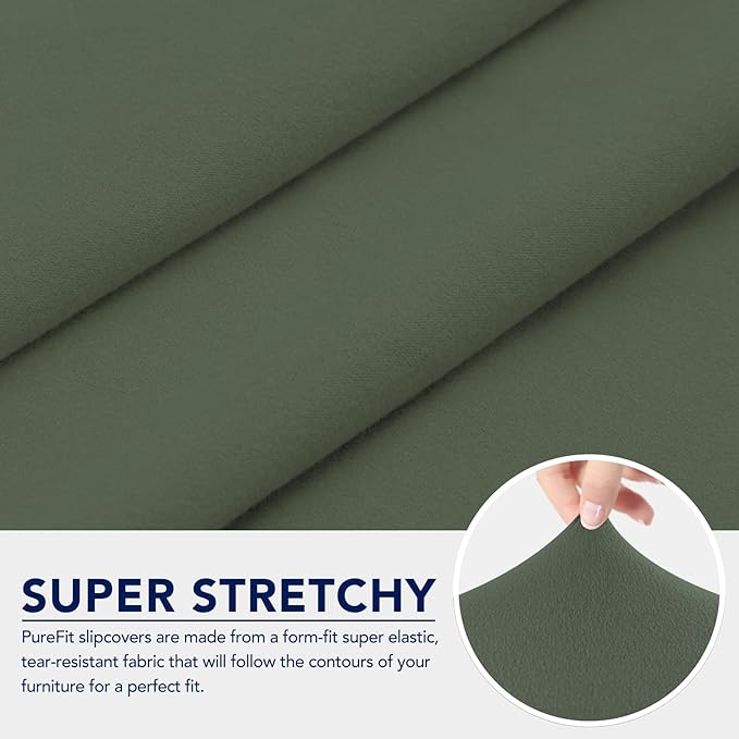 PureFit 100% Dual Waterproof Futon Cover - Stretch Non Slip Fleece Sofa Covers, Washable, Leakproof Furniture Protector for Kids, Pets, Dogs (Grayish Green)