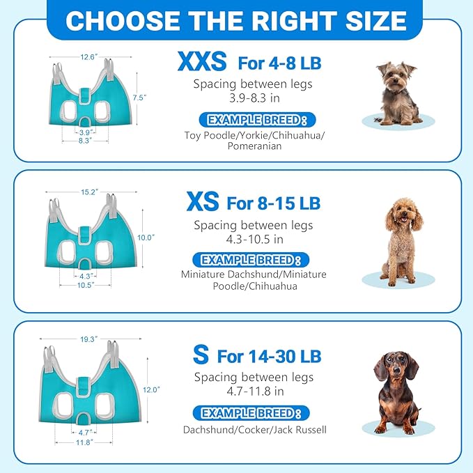 Supet Dog Grooming Hammock for Small Dogs, Dog Hanging Harness for Nail Trimming Doorframe, Pet Holder Restraint for Clipping Nails, Pet Hoist Sling for Cutting Nails at Home (Blue XS)