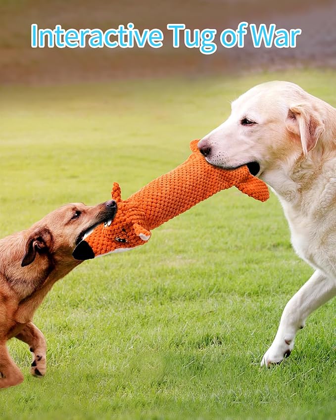 KrauzPet Dog Toys, Squeaky Plush No Stuffing Crinkle Dog Toy for Small Medium Large Dogs, Interactive Puppy Teething Water Bottle Dog Chew Toy