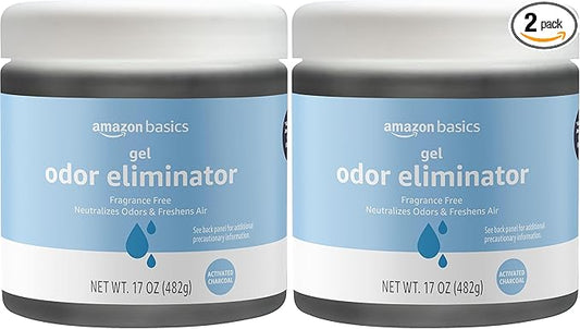 Amazon Basics Gel Odor Eliminator, Activated Charcoal, Fragrance Free, 17 Oz, Pack of 2