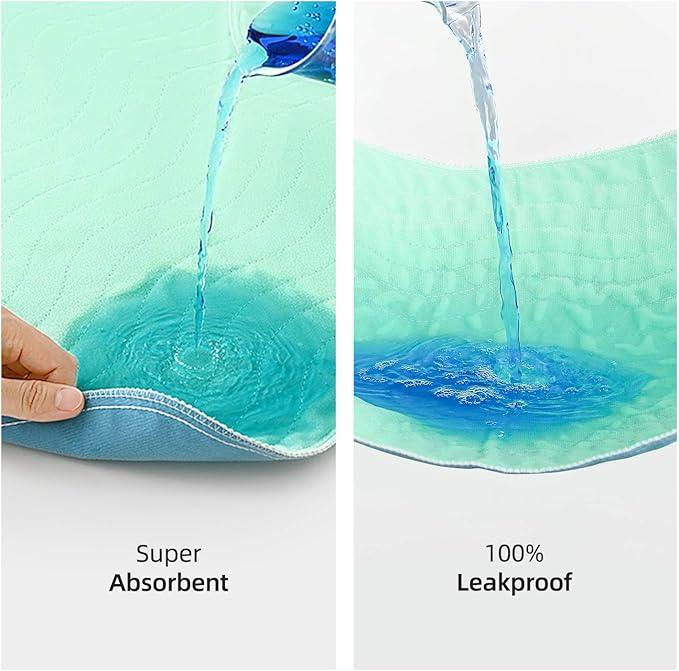 Pee Pads for Adults, Kids and Pets, Cotton-Like Surface, Machine Washable, 100% Leak Prevention with Waterproof TPU Layer (2 Pack, 34*52 inch)