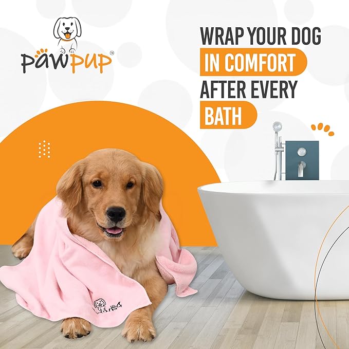 PAWPUP Dog Towels for Drying Dogs Super Absorbent Microfiber Pet Grooming Towel for Dogs, Cats and Other Pets (40 x 24 Inches, Pink and Blue)