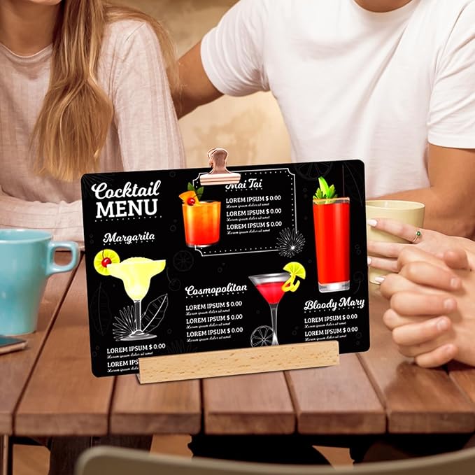 Tabletop Chalkboard with Wood Stand - 2 Pack, 6 x 8 Inch Double Sided Blackboard Food Signs Menu Message Boards for Coffee Bar, Lemonade Stand, Party Decoration - Slant Back