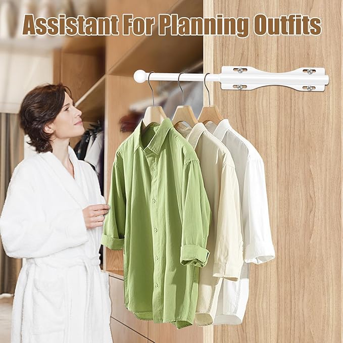 12" Valet Rod For Closet Pull Out Slide Out Adjustable Heavy Duty Valet Rod For Closet, Laundry Room, Bedroom, Bathroom(White)