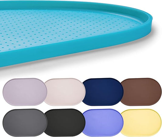 Hubulk 100% Waterproof Silicone Pet Feeding Mat with Raised Edge for Food and Water, Dog Bowl Mats, Cat Bowls Placemat with High Lip Protects Floor for Cats and Dogs (Teal, 32" L x 24" W)