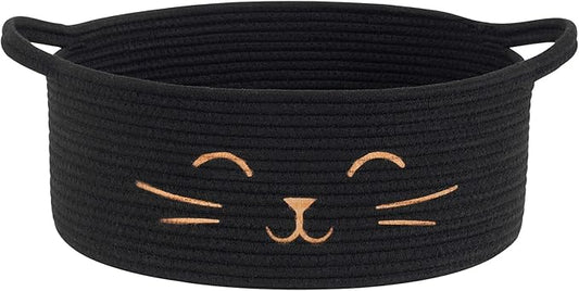 Cat Toy Basket, 13.8" x 6" Black Woven Basket for Gifts, Decorative Storage Basket for Nursery Living Room, Pet Dog Toy Storage