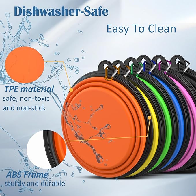 Takfox Collapsible Dog Bowls [2 Pack] 34 oz, Travel Dog Bowls, Pet Bowl Portable Foldable Water Food Feeding Dishes with Carabiner Clip for Traveling Hiking Walking-Black & Green