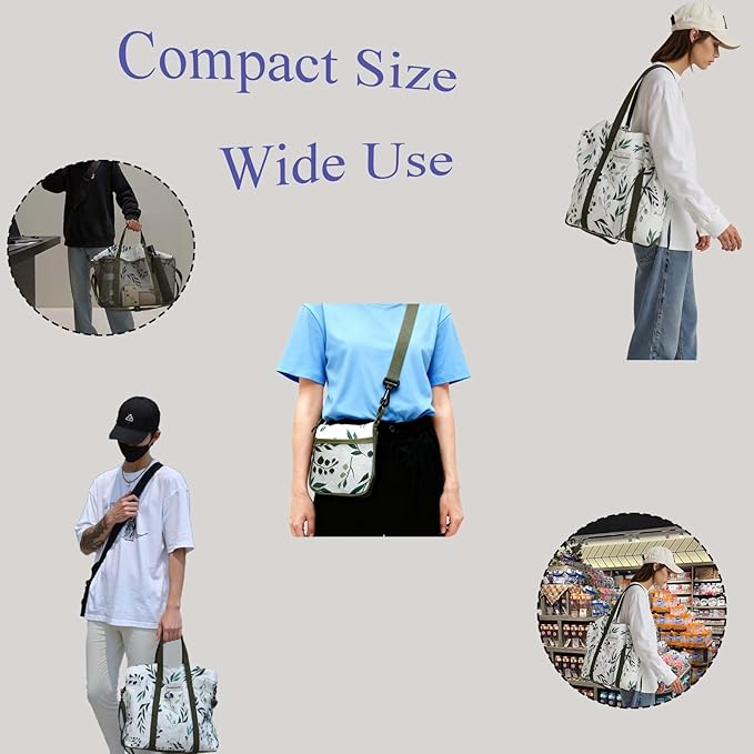 Foldable Travel Tote Bag, Water-Resistant Tote Bag with 3 External Mesh Pockets for Travel, Daily Use, Outdoor