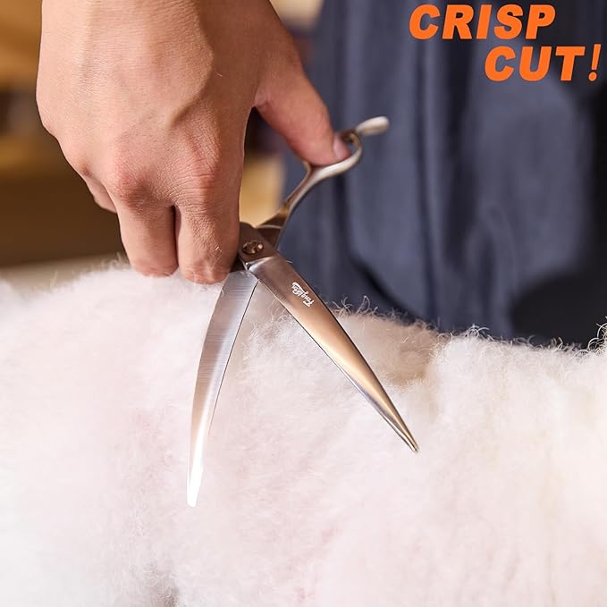 High-end Professional Dog Grooming Curved Scissors Pet Curved Shears 8 Inches Extremely Very Sharp Made Of Stainless Steel Alloy By Hand For Dog Cat Groomer