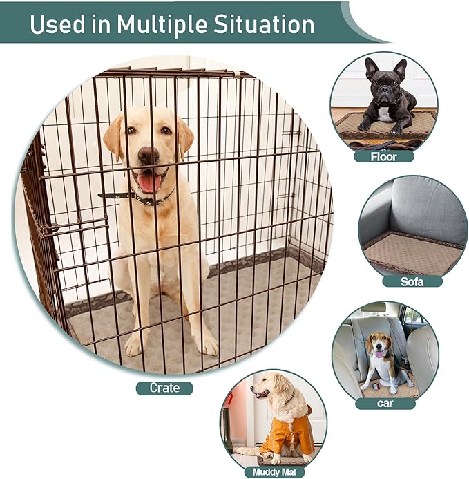 PAGGED Dog Crate Pad 24x17 inch Memory Foam Dog Bed Mat for Small Dog Cat Washable Puppy Sleeping Bed Anti Slip,Brown