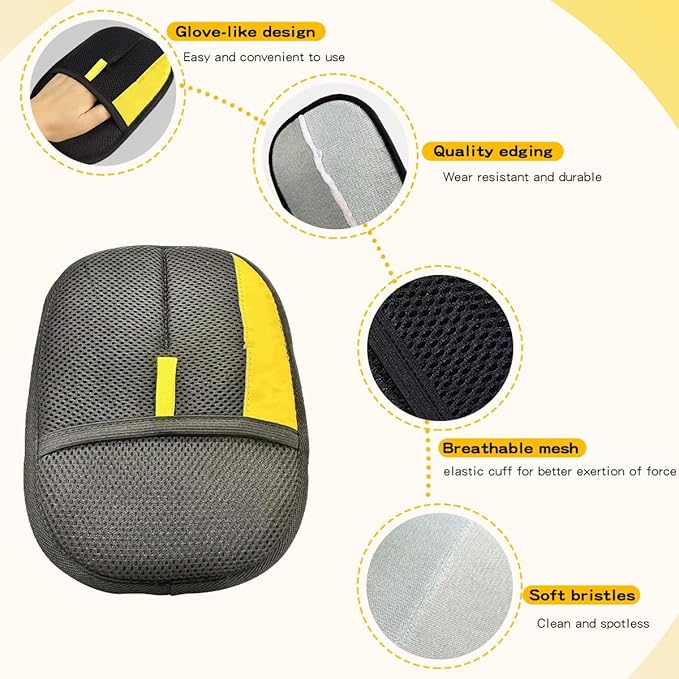 Electrostatic Pet Hair Removal Gloves: Quick Wiping - Reusable & Washable for Sofa Clothing Pet Beds Effortless Cats & Dogs Hair Remover for Busy Pet Owners (Black)