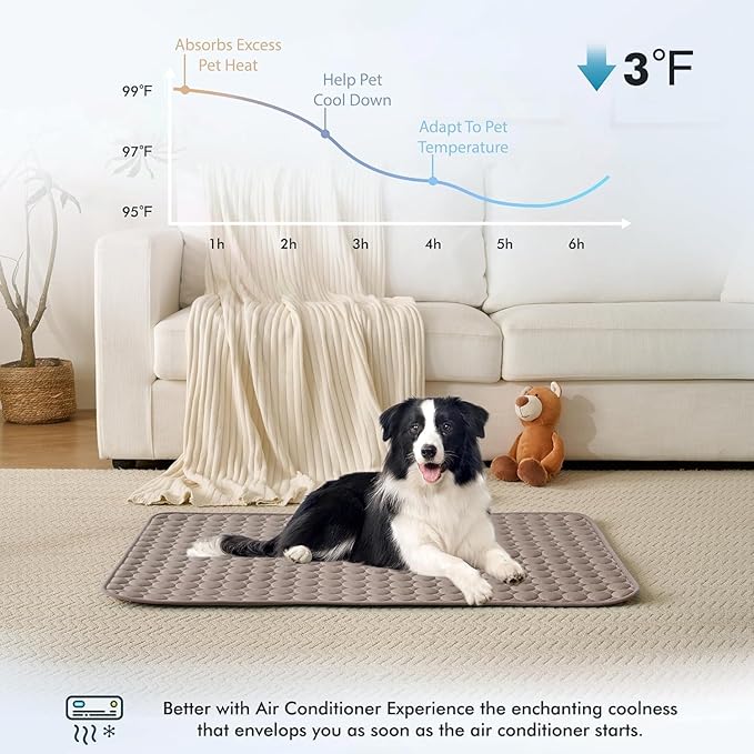 MICROCOSMOS Summer Cooling Mat & Sleeping Pad- Water Absorption Top, Easy Carry, EZ Clean, Materials Safe. Keep Cooling for Pets, Kids and Adults.(Brown, 40" x 28")