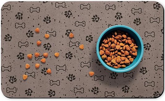 Dog Food Mats,Cat Absorbent Water Bowl Feeding Mats Pet Placemats for Food and Water Spot 12 * 20 inch