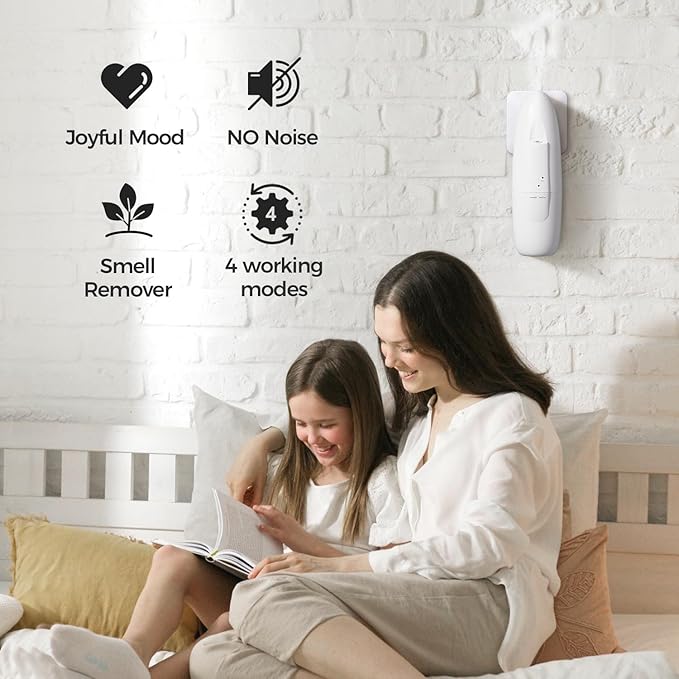 Smart Plug-in Waterless Essential Oil Diffuser -100ml, Range Nano Mist Technology, App/Bluetooth Control, Plug in Diffuser for Large Room, Spa, Office, Kid/Pet Safe - White