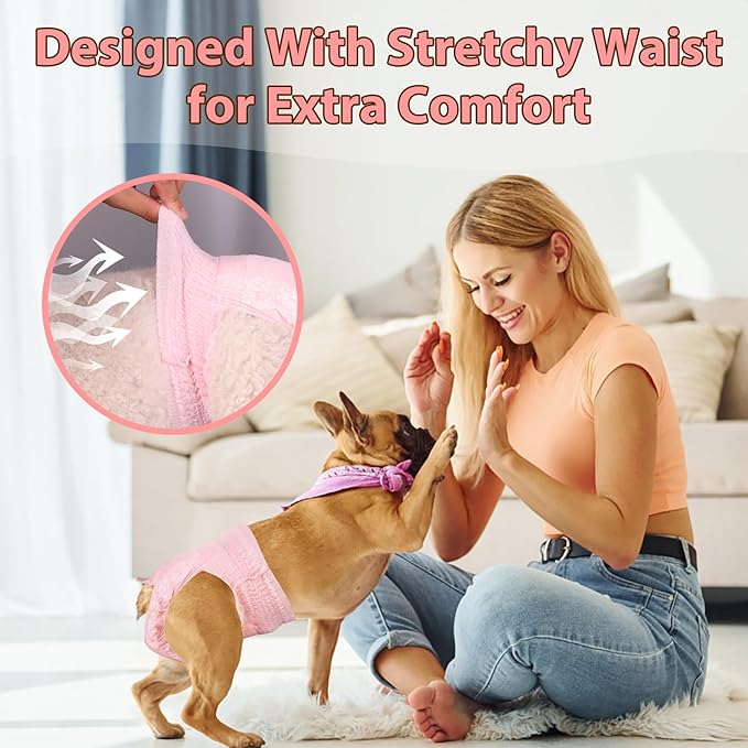 Ambreview Disposable Dog Diapers Female, Just Pull It Up, Doggie Diapers for Female Dogs, Strong Absorbency | Leak Proof, for Dogs in Heat | Elderly | Disabled, M 100 PCS