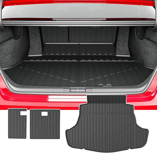 powoq Cargo Mat Compatible with 2025 2026 Toyota Camry Cargo Liner Trunk Mat (Includes Hybrid) TPE Back Seat Protector Replacement for 2025-2026 Toyota Camry Accessories (Trunk Mat+Backrest Mats)