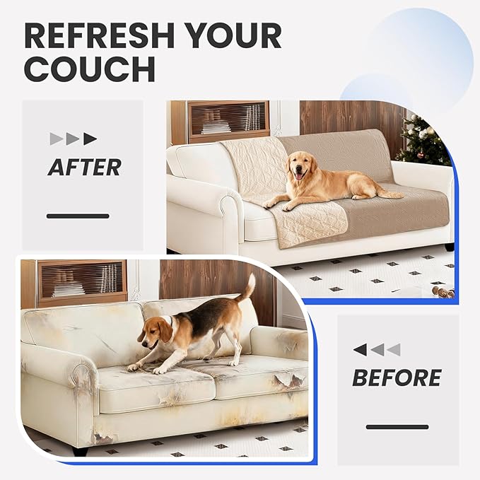 CYCMACO Waterproof Dog Bed Cover Pet Blanket, Soft Couch Cover for Dogs Washable, Non-Slip Dog Blanket Protect Furniture Couch Sofa Car for Puppy Large Dogs Cat (30x53 Inch, Khaki)