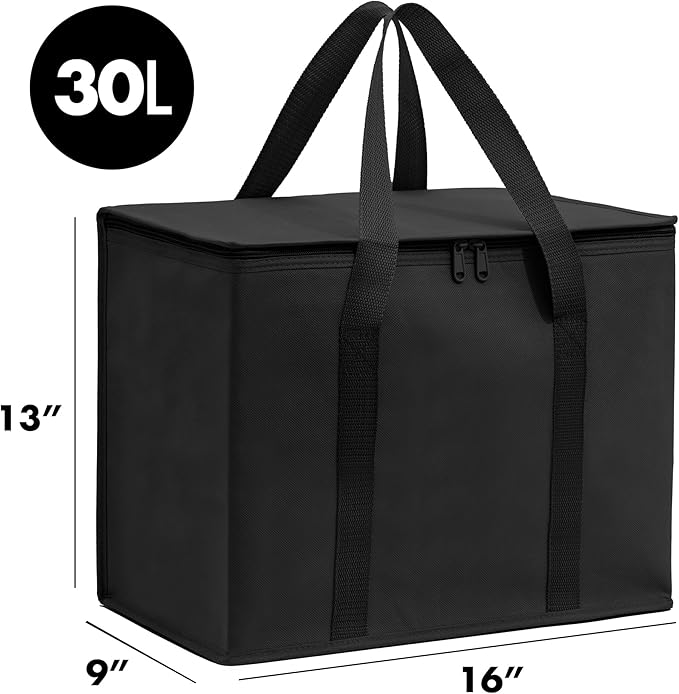Carrywell Insulated Reusable Grocery Bags 2-Pack, Catering and Delivery Bag For Hot and Cold Food, Collapsible Thermal Tote For Doordash, Not-Made In China