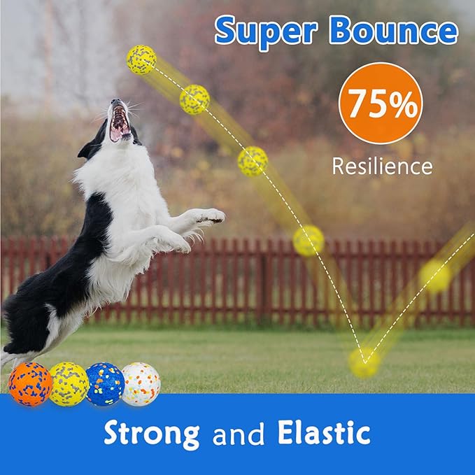 POUPUA 2-Pack Super Bouncy Dog Balls — Lightweight & Safe (Won’t Hurt Dogs), Indestructible Tennis Balls for Aggressive Chewers, Durable Floating Fetch Toys for Medium & Large Dogs