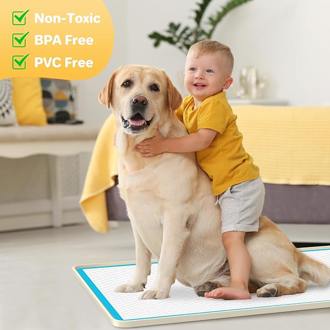 Aisslro Pet Feeding Mat, 31”x21” Absorbent Pet Placemat for Food and Water Bowl, Non-Slip Silicone, Leak-Proof Floor Protection for Quick Dry Water Dispenser Mat for Dog and Cat, Aquamarine