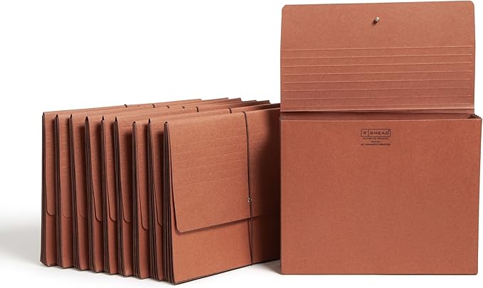 Smead Redrope Expanding File Wallet, Expanding File Organizer, Accordion Folder for Documents, Flap/Cord Closure, 5-1/4" Expansion, Tear-Resistant, Letter Size, 10 per Box (71109)