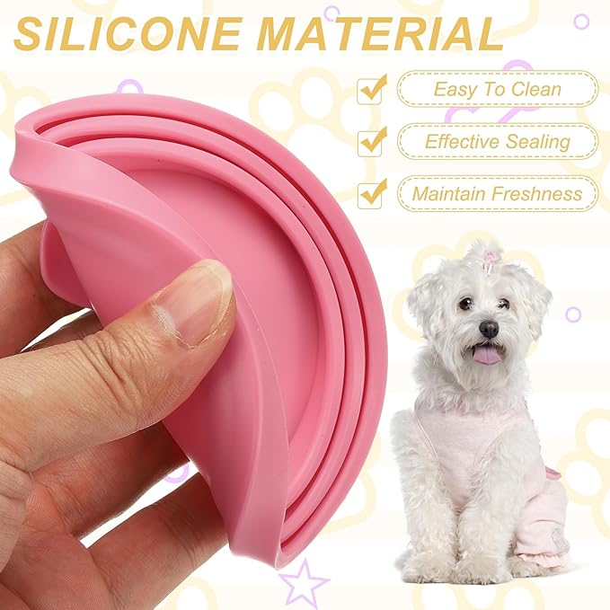 Cat Food Can Covers Lids, Dog Food Can Lids with Cute Pet Ears Shaped Silicone Toppers One Fit 3 Standard Sizes, (Pink, 2Pcs), Intended for Dog/Cat/Pet Food Cans