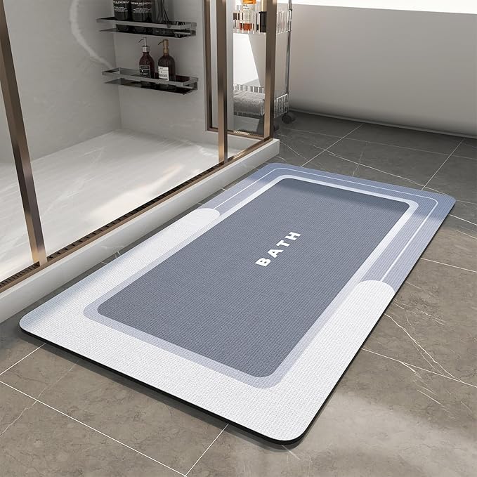 Bath Mat-Bath Mat Rug Non Slip Super Absorbent Stain Resistant Quick Dry Thin Bathroom Rug-Bath Mats for Bathroom Floor Bathtub Vanity-Bathmat Bath Rug Easy Care-24"x35" Blue