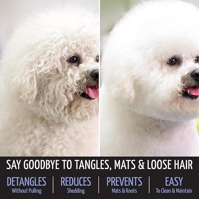 Tauro Pro Line Slicker Dog Brush for Shedding - Detangler for Long & Wavy Hair - Dematting Pet Slicker Brush for Dogs & Cat, Doodle Grooming, Non-Slip Grip, Soft Pin (Size S - Purple)