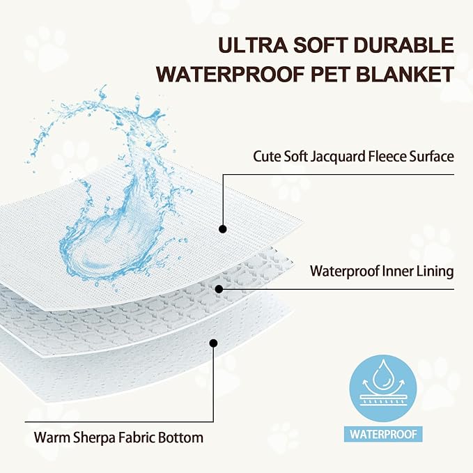 Yaning Waterproof Blanket for Dog Puppy Cat, Cute 3D Textured Flower Dog Blanket for Bed Couch Sofa, Soft Liquid Pee Proof Pet Furniture Protector, 30"x40", Purple