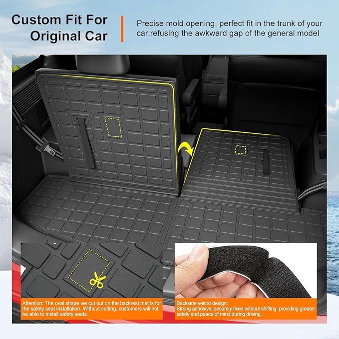 powoq Cargo Mat Compatible with 2024-2026 Santa Fe Trunk Mat Cargo Liner Rear Backrest Liner TPE Waterproof Replacement for 2024 2025 2026 Santa Fe Accessories (Trunk Mat with Backrest Mats)