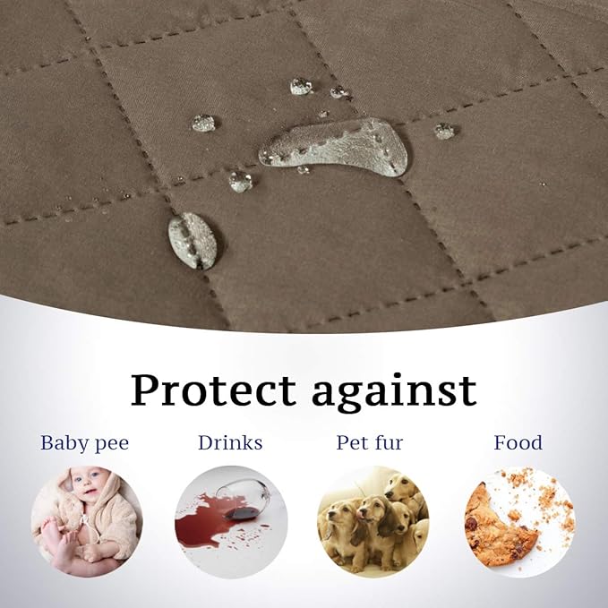 H.VERSAILTEX Water Repellent Loveseat Cover Loveseat Slipcover for Dogs Couch Protector Reversible Couch Cover for 2 Cushion Couch Furniture Protector for Pets(Oversized Loveseat, Taupe Brown/Beige)