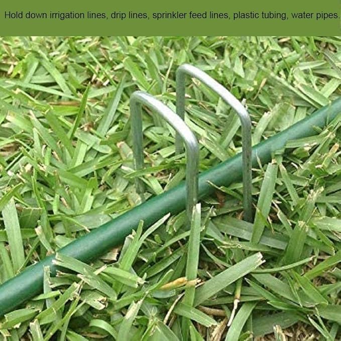 AAGUT 12 Inch 8 Gauge Landscape Staples 40 Pack Galvanized Garden Stakes Heavy Duty Sod Pins Fence Ground Stakes for Weed Barrier Fabric Ground Cover Dripper Irrigation Tubing Soaker