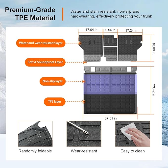 powoq Cargo Mat Compatible with 2010-2024 Toyota 4Runner Back Seat Protector Replacement for 2010-2024 Toyota 4Runner 5 Seater Accessories (Fit W/O Sliding Tray, Rear Backrest Mats+Rear Trunk Mat)